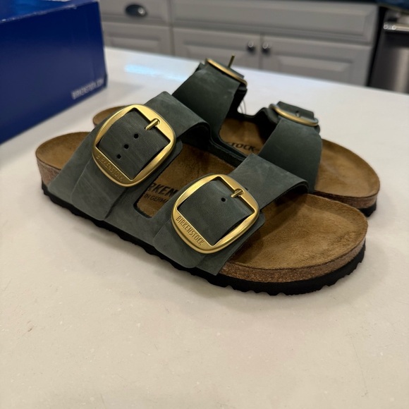 Birkenstock New w/ Box Women’s Arizona Big Buckle Thyme Nubuck Leather Sz 6 - Picture 7 of 12